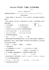 2020-2021学年山东省青岛市17中上学期高一期中化学试题（无答案）