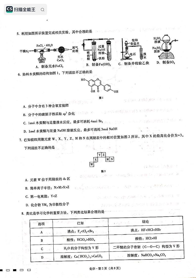 2023届重庆市第八中学校高三上学期高考适应性月考卷（二）化学试题第2页