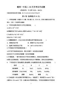 2023省鹤岗一中高二上学期10月月考化学试题扫描版含答案