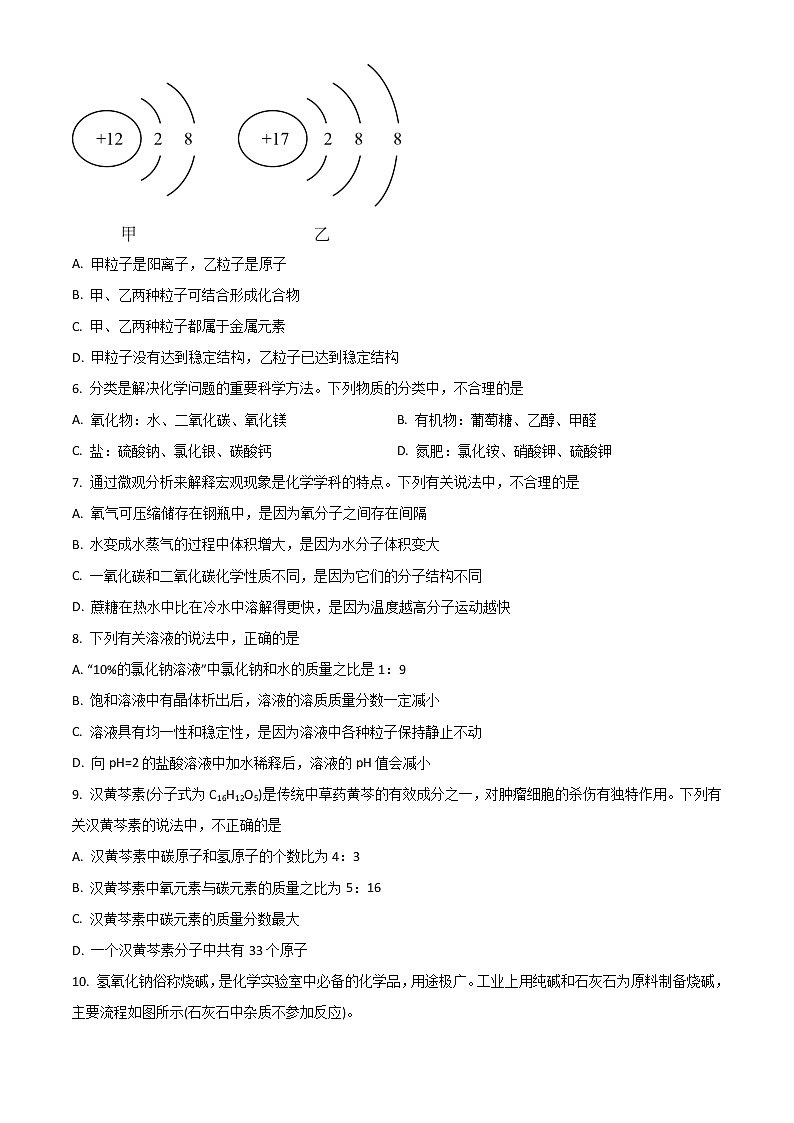 2023济南高一上学期9月开学考试化学试题含答案02