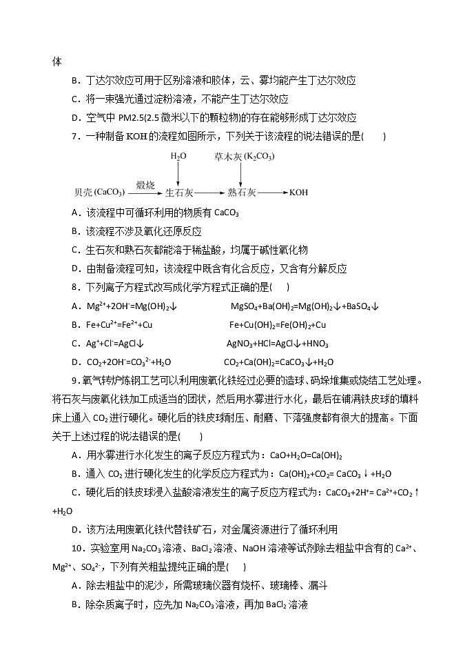 2023石家庄二中高一上学期10月月考试题化学含答案02