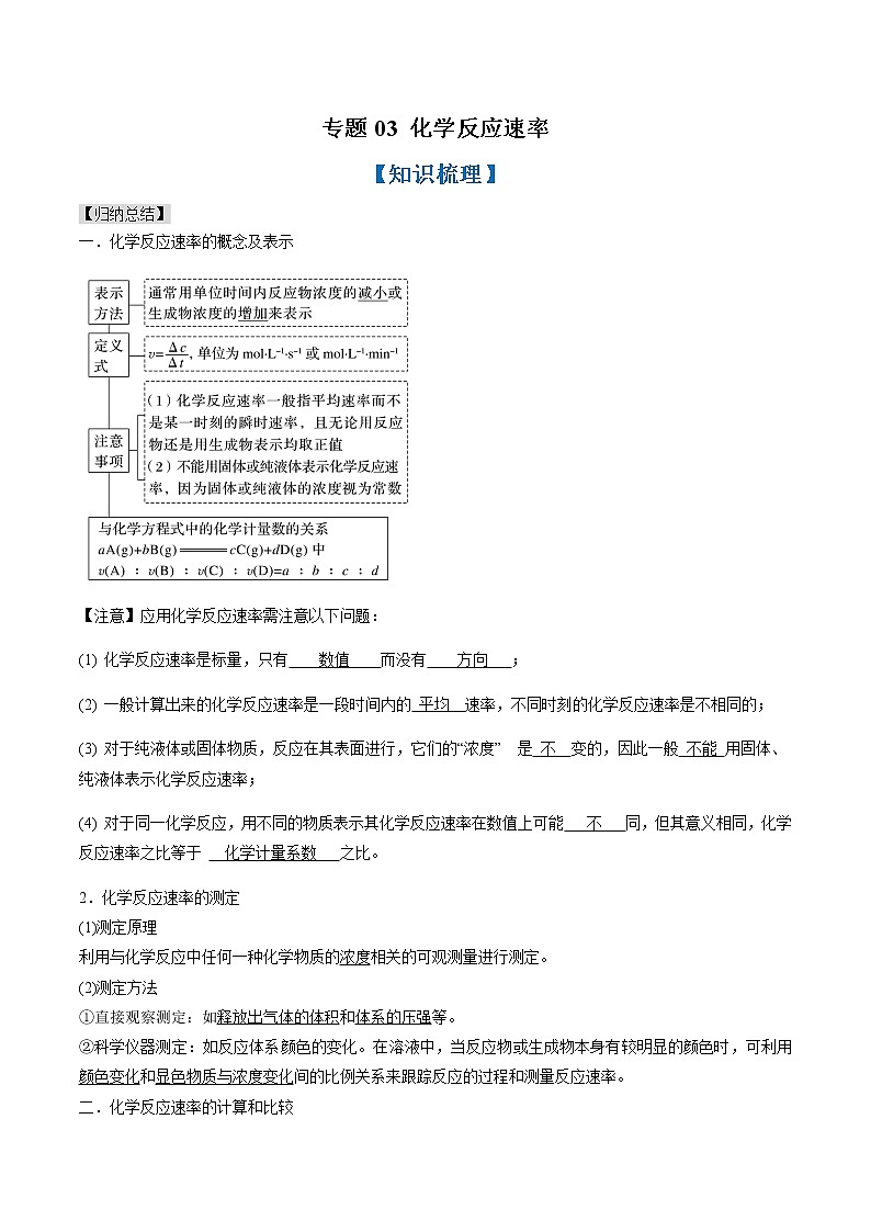 专题03 化学反应速率（知识串讲+专题过关）-2022-2023学年高二化学上学期期中期末考点大串讲（人教版2019选择性必修1）01