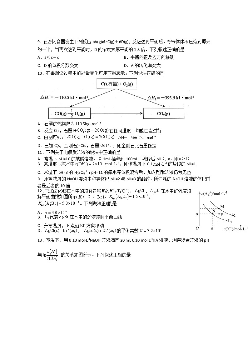 2023黄冈黄梅国际育才高级中学高二上学期期中考试化学试题无答案第3页