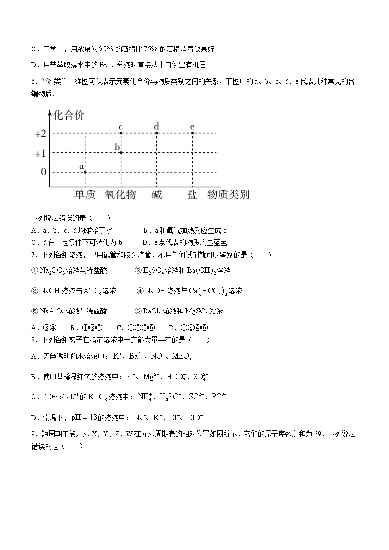 2023山西省思而行高三上学期一轮复习期中考试化学试题含答案02