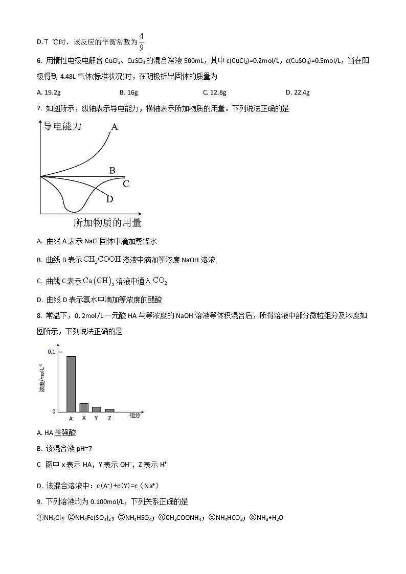 2022济南师大附中高二上学期期中考试化学试题含解析第3页
