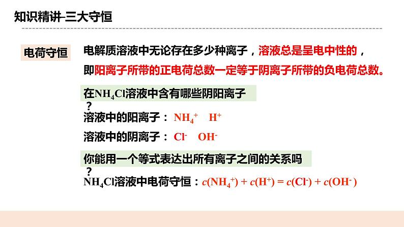 人教版化学选修一3.3.4《三大守恒和离子浓度大小的比较》课件+教学设计04