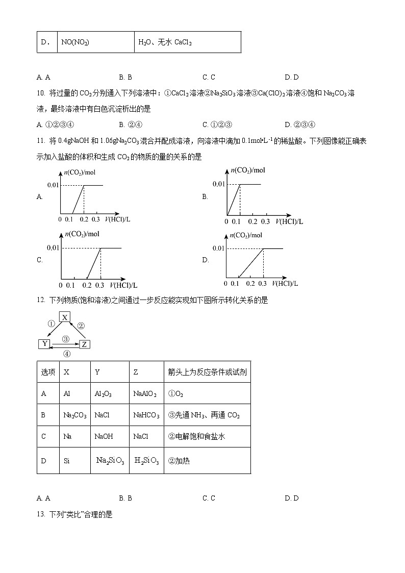 2023届陕西省渭南市大荔县高三一模化学卷及答案（文字版）03
