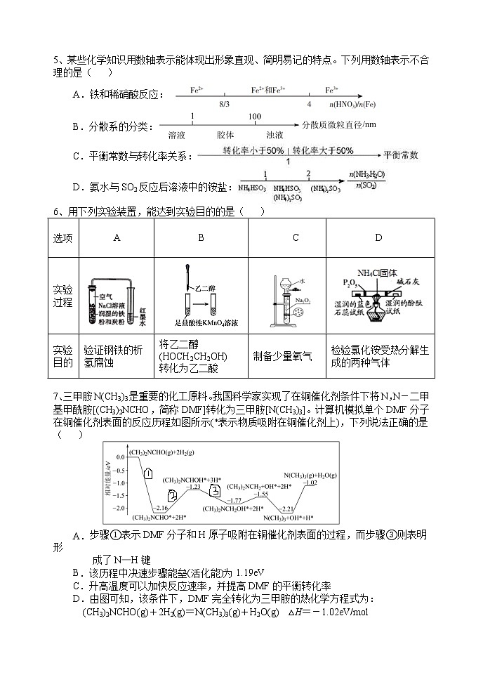 2021—2022学年上期期中高三化学试卷第2页