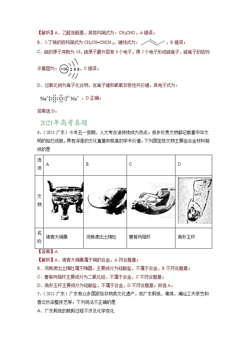 专题01 STSE 化学用语——三年（2020-2022）高考真题化学分项汇编（新高考专用）（解析版）第3页