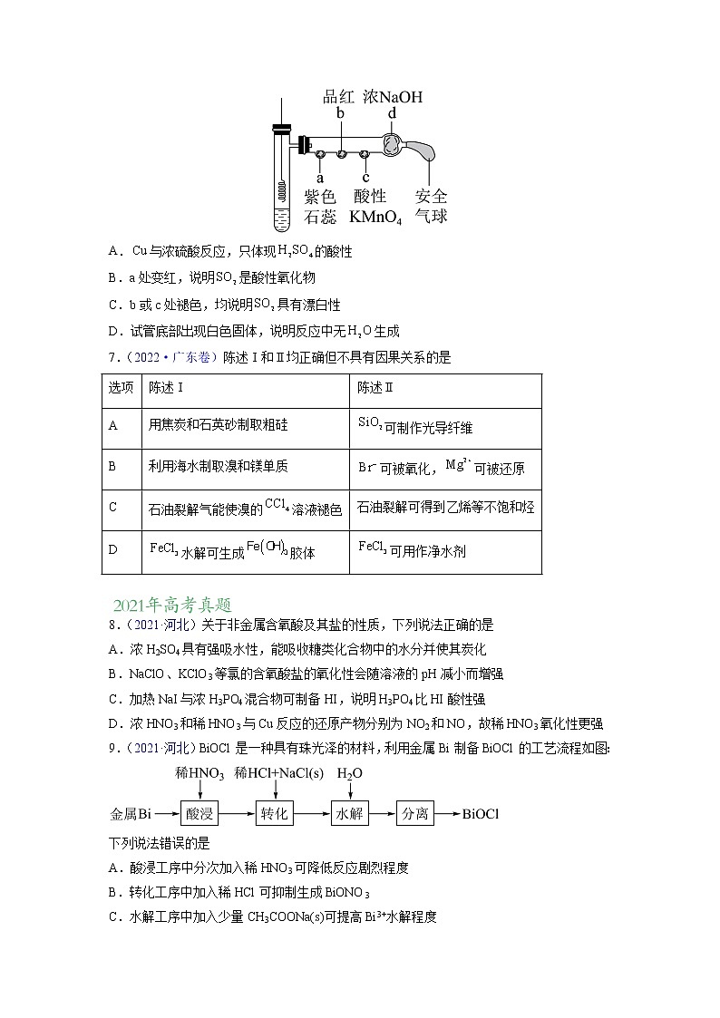 专题05 元素及其化合物——三年（2020-2022）高考真题化学分项汇编（新高考专用）（原卷版）第2页