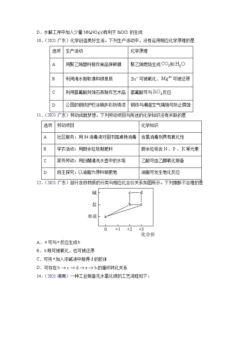 专题05 元素及其化合物——三年（2020-2022）高考真题化学分项汇编（新高考专用）（原卷版）第3页