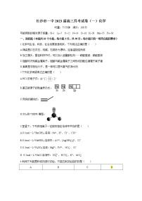 湖南省长沙市第一中学2022-2023学年高三化学上学期第一次月考试卷（Word版附答案）