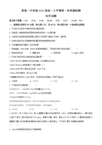 山东省泰安市新泰第一中学东校2022-2023学年高一化学上学期第一次质量检测试题（Word版附答案）