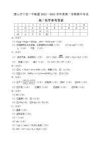 2023唐山十县一中高二上学期11月期中考试化学PDF版含答案