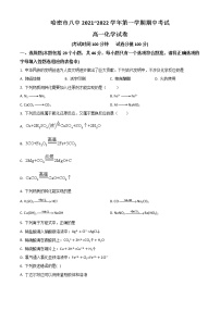 2022哈密八中高一上学期期中考试化学试题含解析