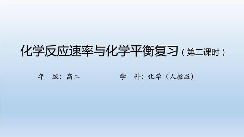 人教版 (2019)高中化学 选择性必修1  第二章 化学反应速率与化学平衡复习课件01