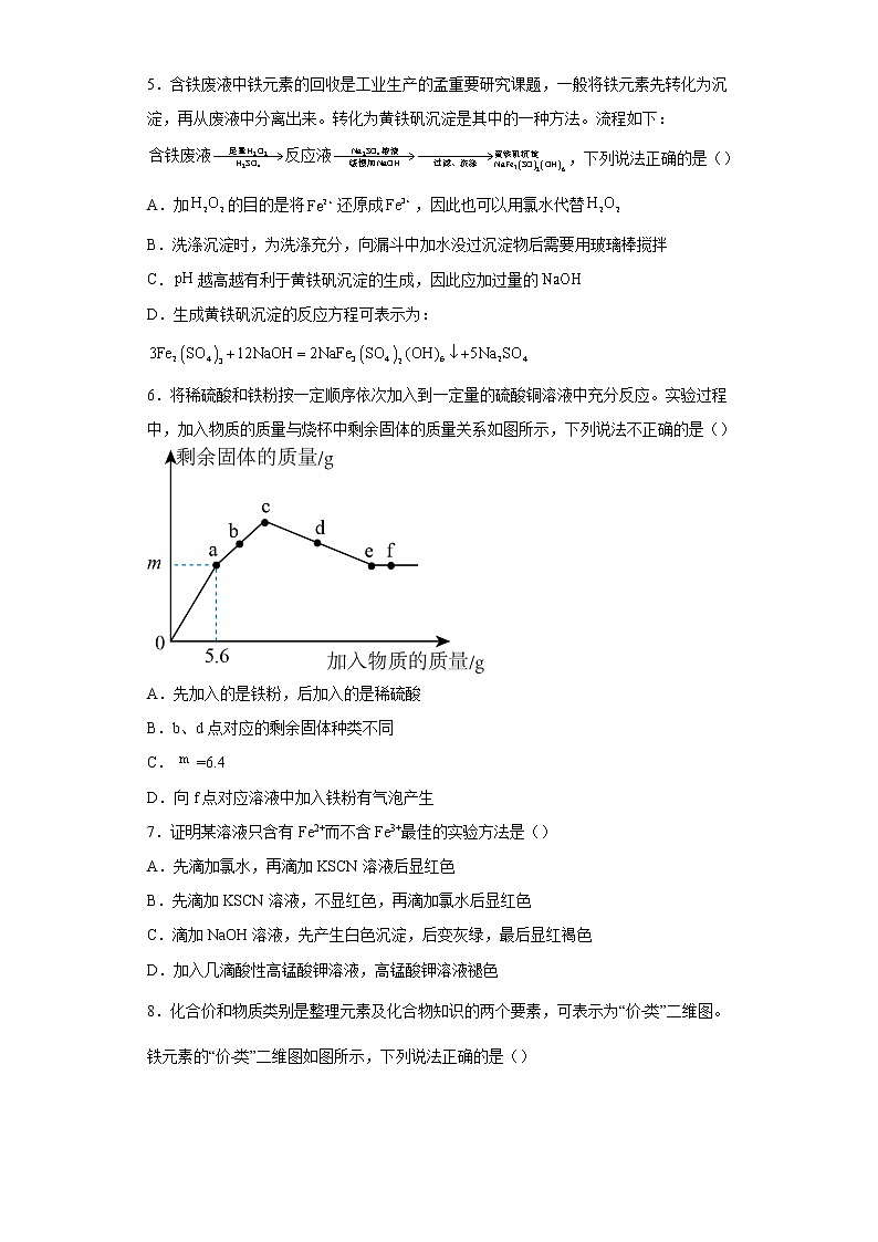 2022-2023学年度新教材高一化学第三章第一节铁及其化合物能力提高卷第2页