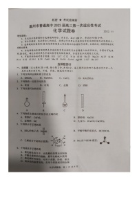 2023温州高三上学期第一次适应性考试（一模）化学试题扫描版含答案