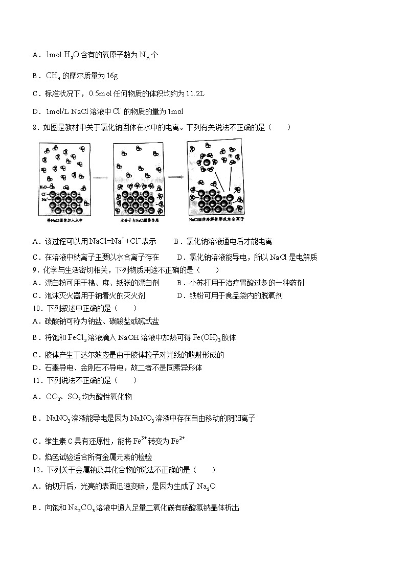 2023浙江省“七彩阳光”新高考研究联盟高一上学期期中联考试题化学含答案02