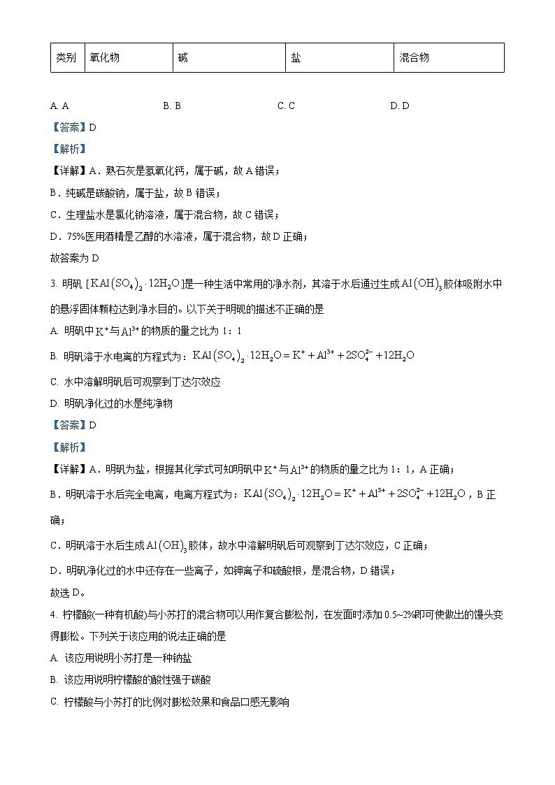 北京市中国人民大学附属中学2022-2023学年高一上学期期中考试化学试题（解析版）第2页