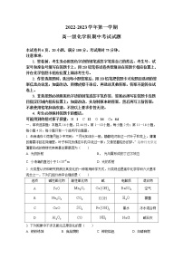 广东省广州市执信中学2022-2023学年高一化学上学期期中试题（Word版附答案）