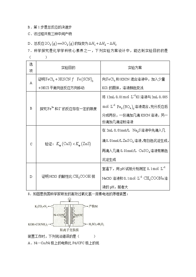 湖南省长沙市雅礼中学2022-2023学年高二化学上学期期中考试试卷（Word版附答案）03