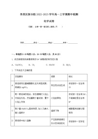 海南省海口市秀英区部分校2022-2023学年高一上学期期中检测化学试题（Word版含答案）