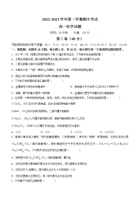 2023聊城一中高一上学期11月期中考试化学试题含答案