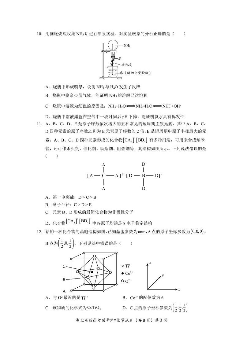 2023湖北省荆荆宜三校高三上学期11月联考化学试题可编辑PDF版含答案03