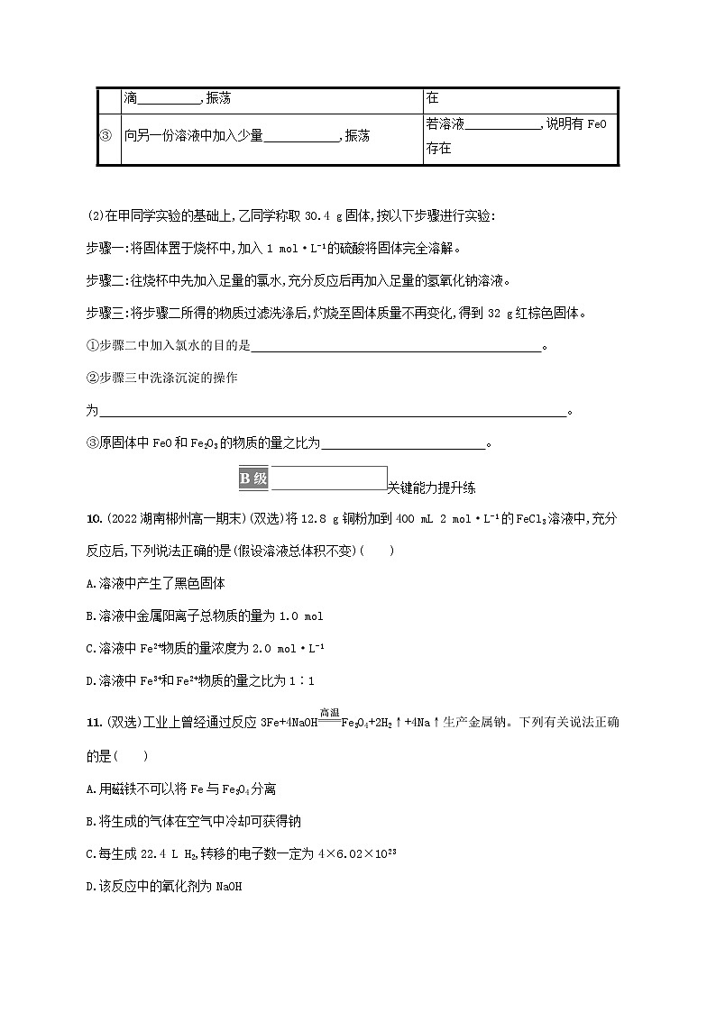 鲁科版高中化学必修第一册第3章物质的性质与转化第1节铁的多样性第3课时铁及其化合物之间的转化关系课后习题含答案第3页
