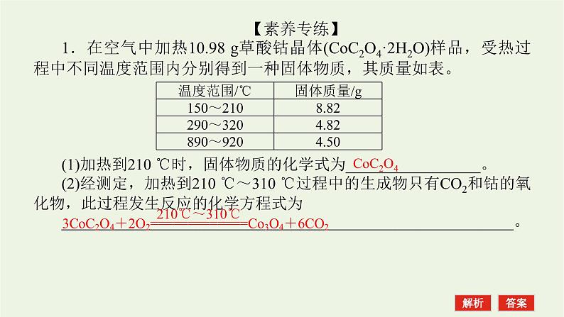 人教版高考化学一轮复习微专题大素养6金属化合物的热重分析法课件03