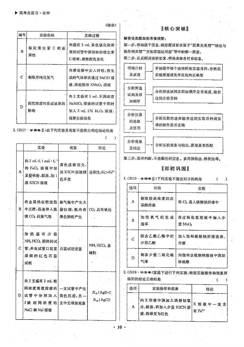 高考化学一轮复习第1章从实验学化学第1讲化学常用仪器和实验基本操作素养提升-核心突破试题PDF版02