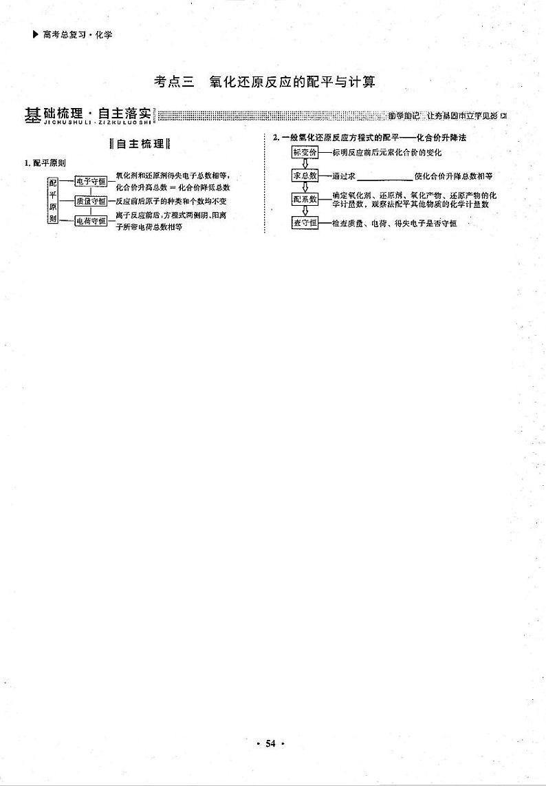 高考化学一轮复习第2章化学物质及其变化第7讲氧化还原反应考点3氧化还原反应的配平与计算试题PDF版第1页