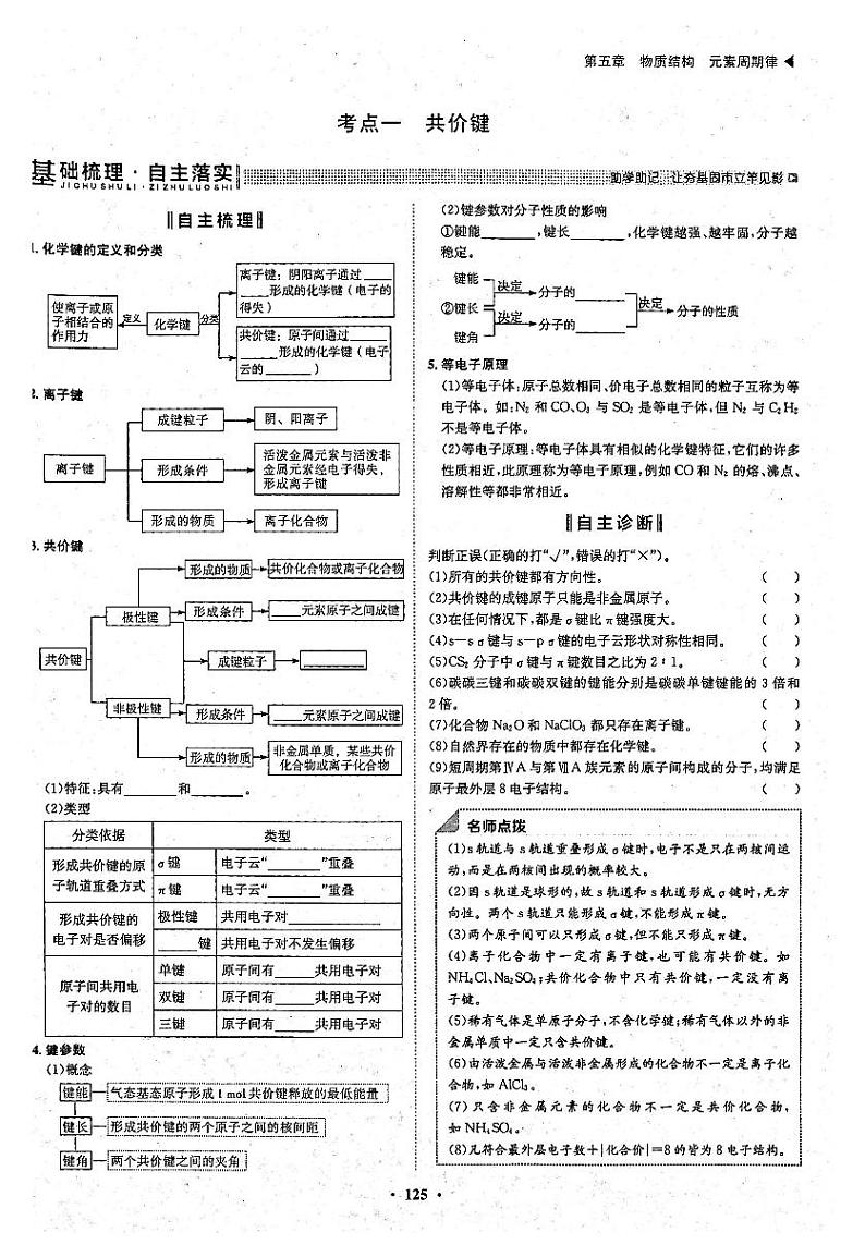 高考化学一轮复习第5章物质结构元素周期律第16讲化学键分子结构与性质考点1共价键试题PDF版第2页