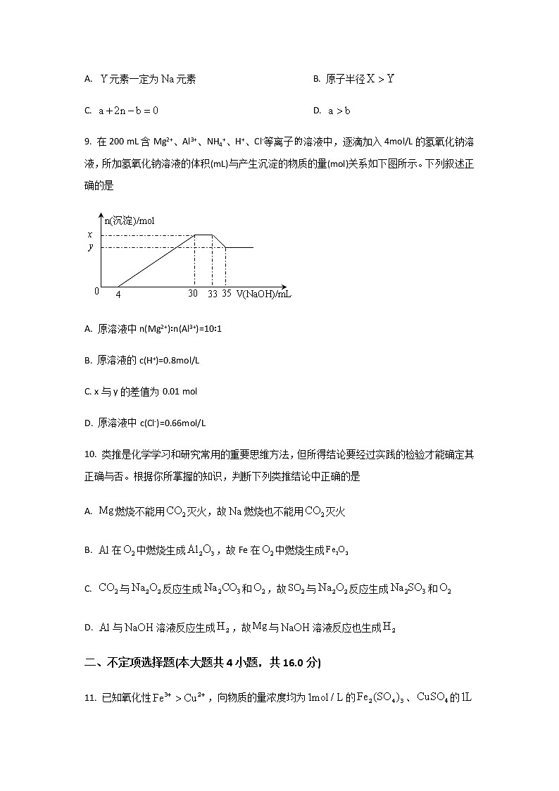 2021-2022学年江西省景德镇一中高一上学期期末考试化学试卷含解析第3页