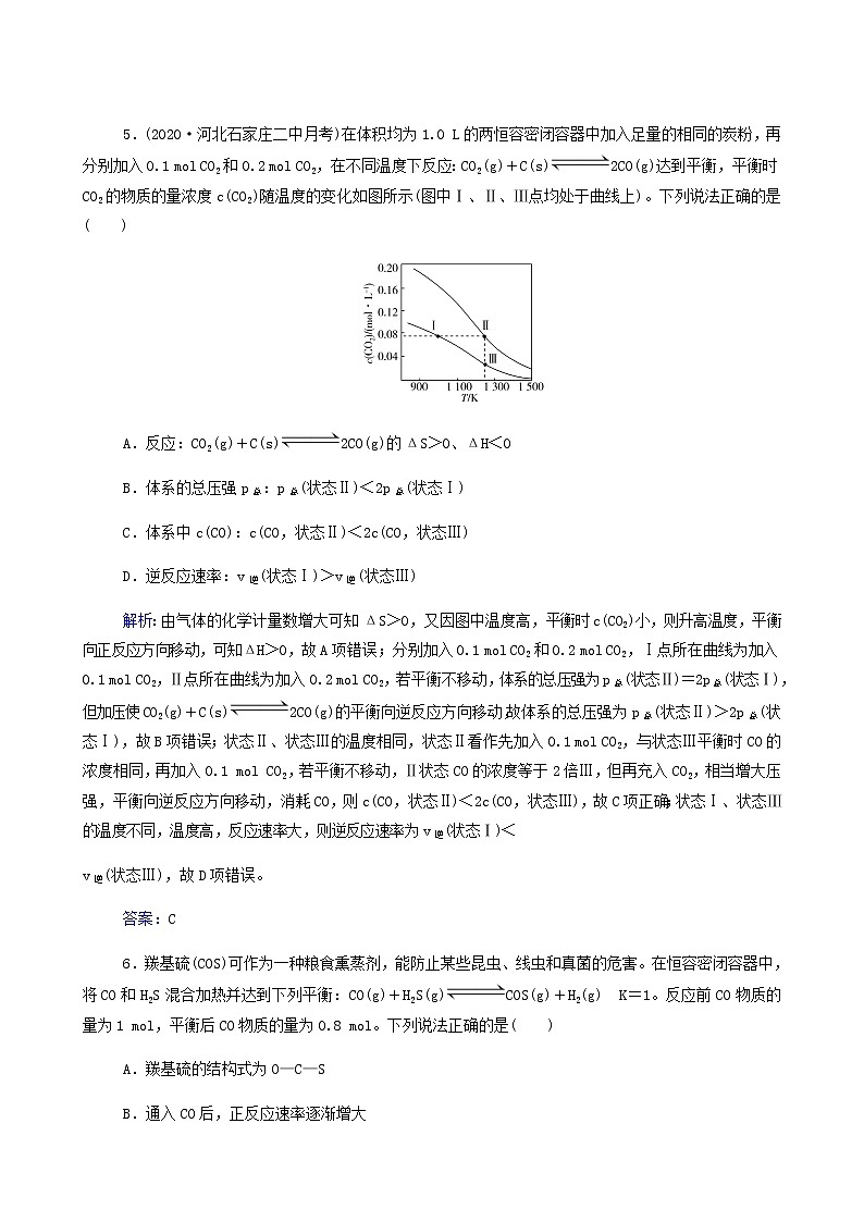 人教版高考化学一轮复习第7章化学反应速率和化学平衡第3讲化学平衡常数及反应进行的方向含答案第3页