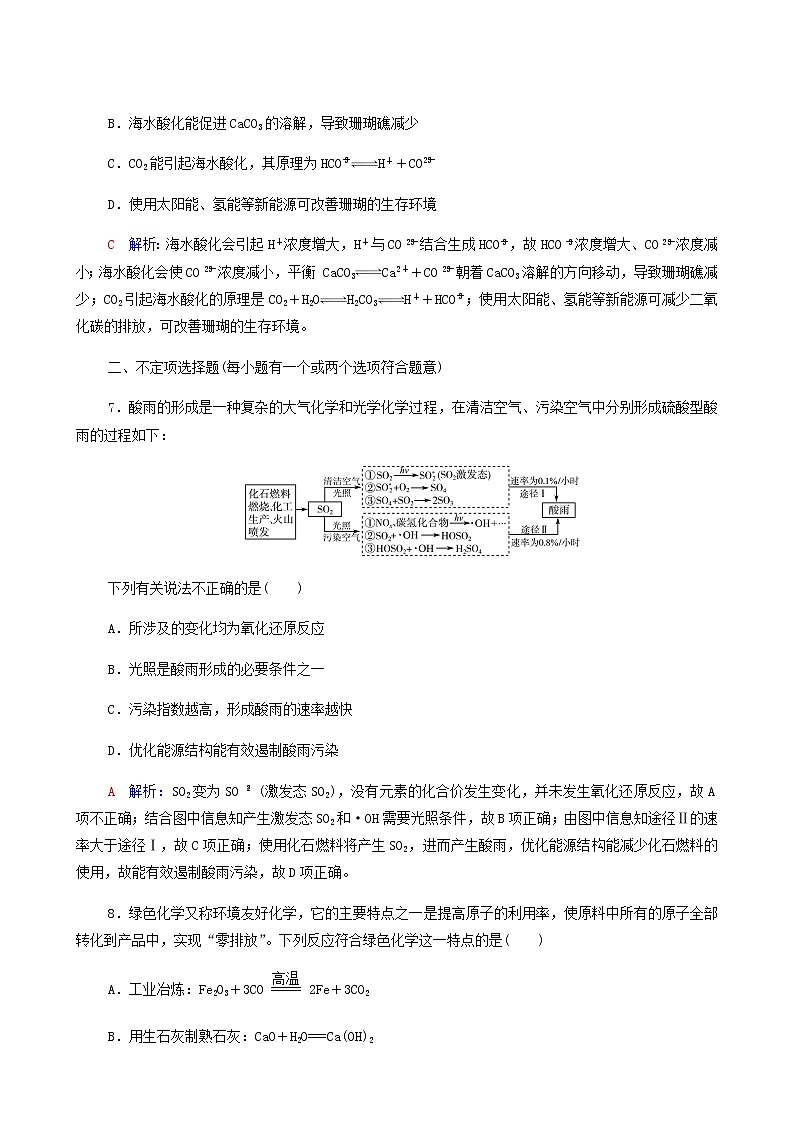 人教版高考一轮复习课时练习21环境保护与绿色化学含答案03