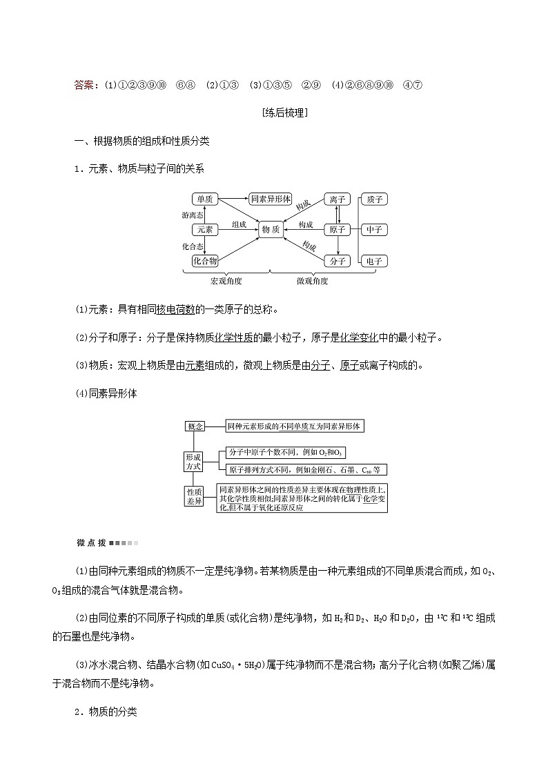 人教版高考化学一轮复习第1章物质及其变化第1节物质的分类及转化学案含答案第3页