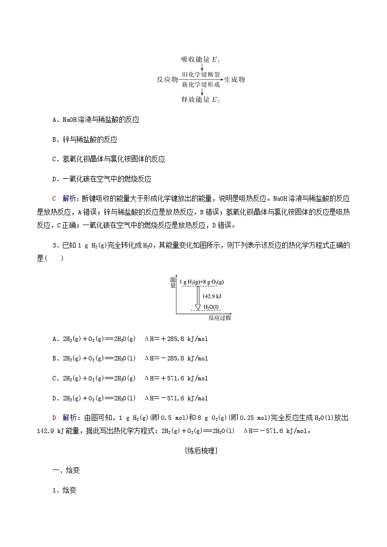人教版高考化学一轮复习第7章化学反应与能量第1节化学反应的热效应学案含答案第2页
