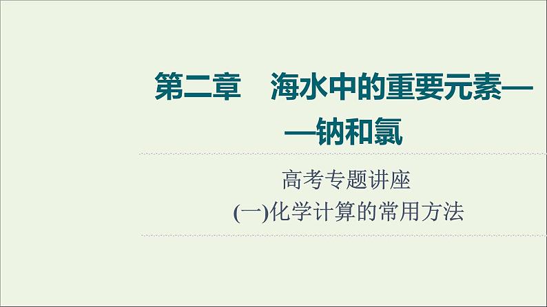 人教版高考化学一轮复习第2章海水中的重要元素__钠和氯专题讲座1化学计算的常用方法课件01