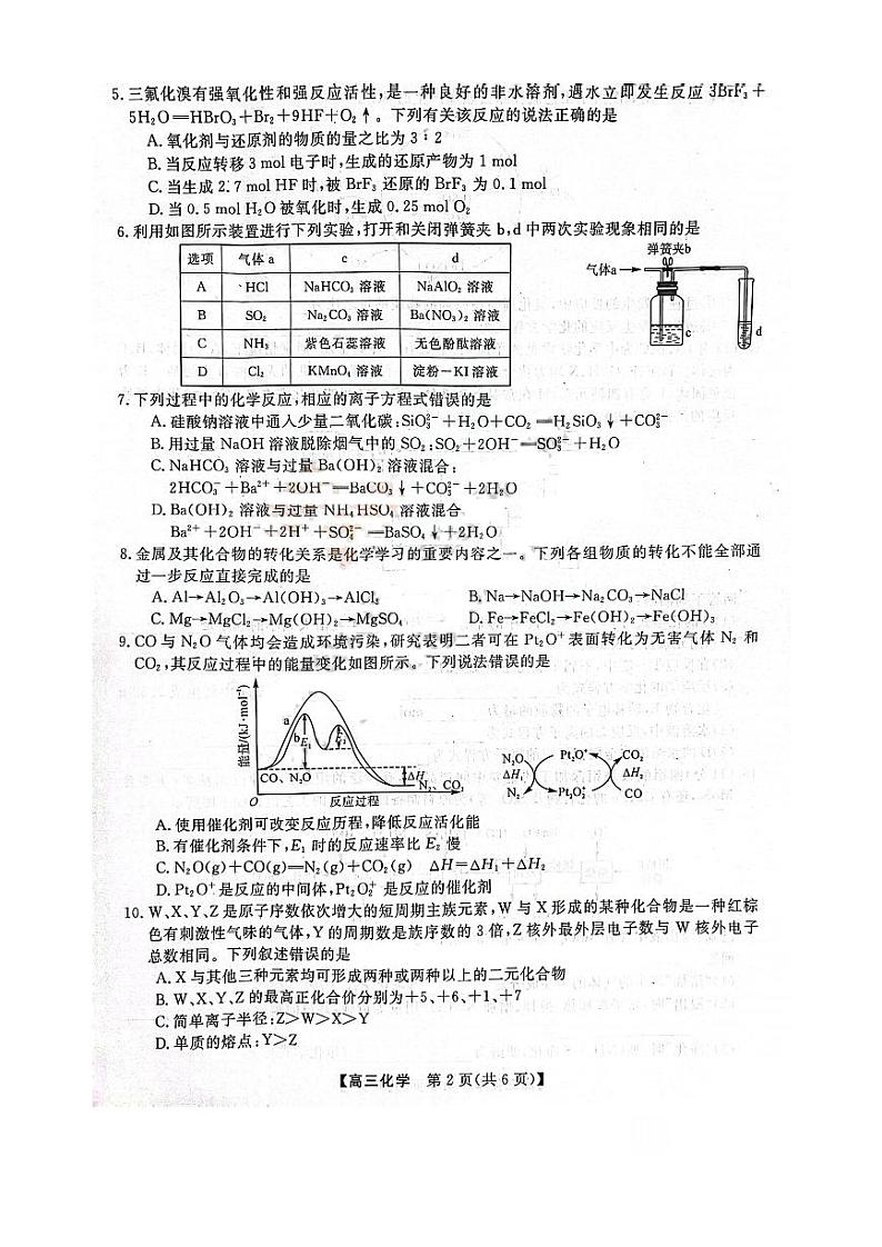 2023山西省金科大联考高三上学期11月质量检测化学试题PDF版含答案第2页