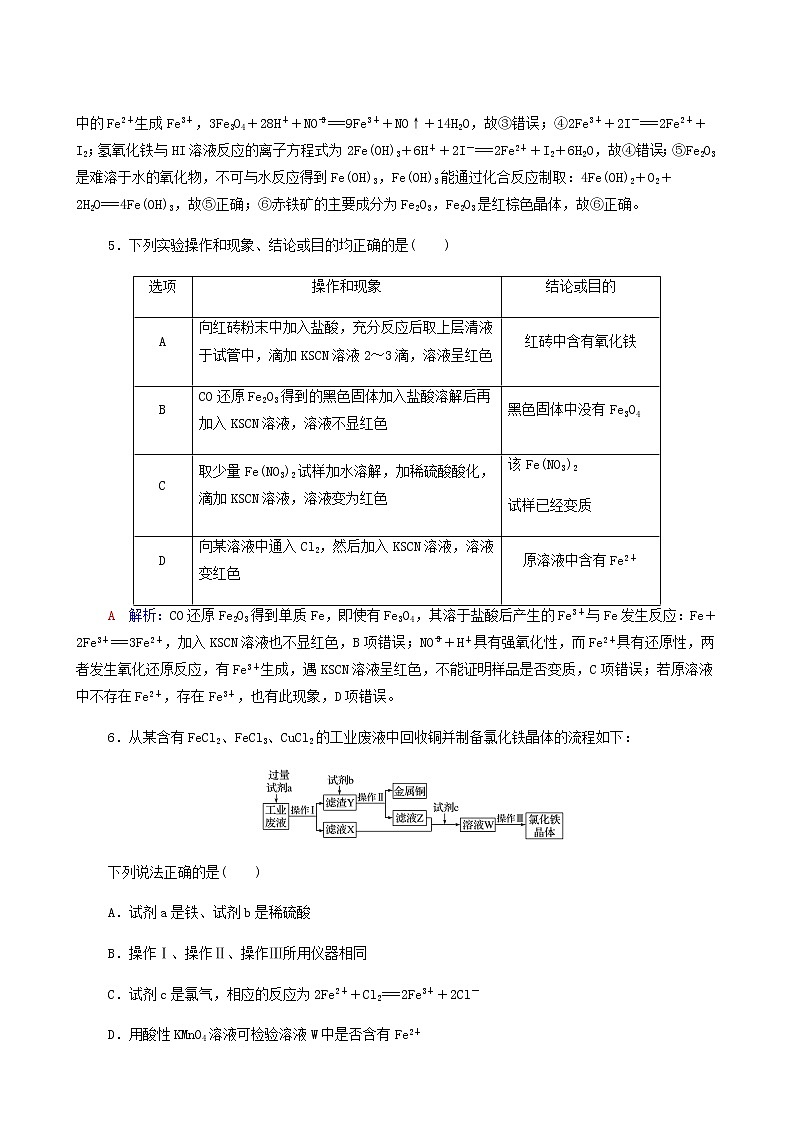 人教版高考一轮复习课时练习10铁及其化合物含答案03
