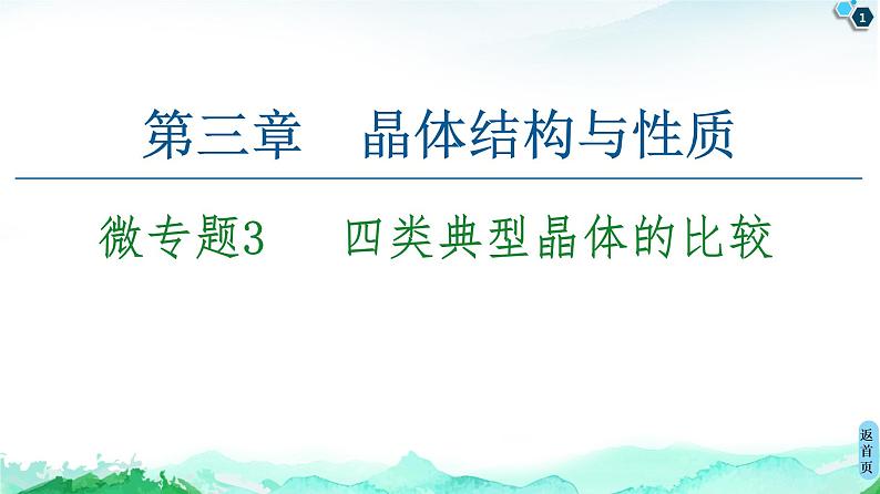 高中化学选择性必修二  第3章　微专题3　 四类典型晶体的比较 课件第1页