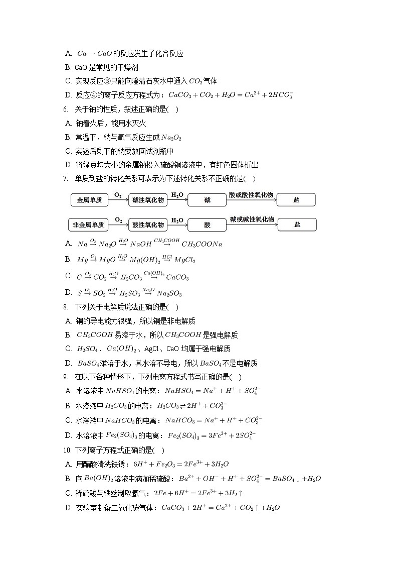广东省东莞外国语学校2022-2023学年高一上学期第一次段考化学试卷（含答案）第2页