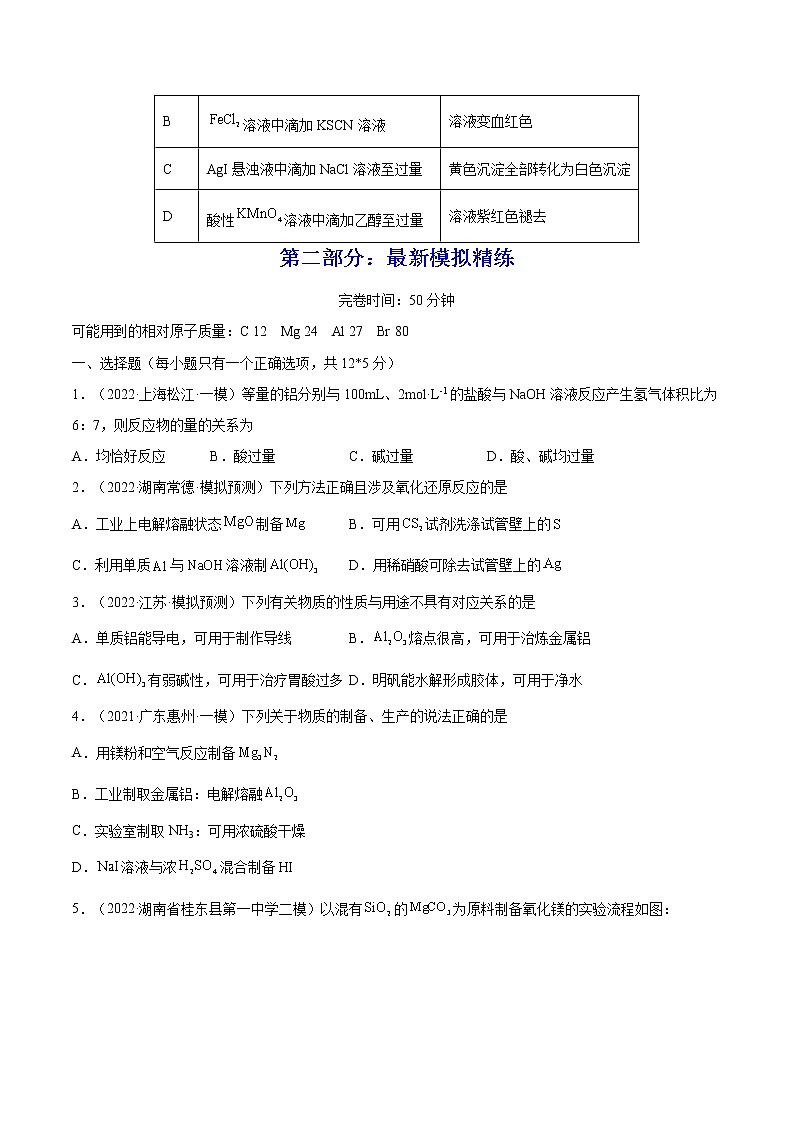 【备战2023高考】化学总复习——第08讲《铝、镁及其重要化合物》练习（原卷版）第2页