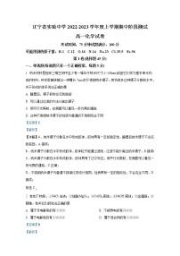 辽宁省实验中学2022-2023学年高一化学上学期期中阶段检测（Word版附解析）