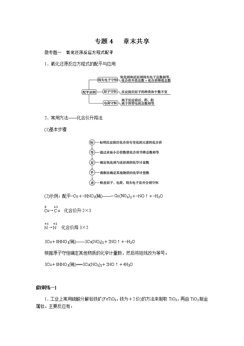 苏教版高中化学必修第一册专题4硫与环境保护章末总结导学案01