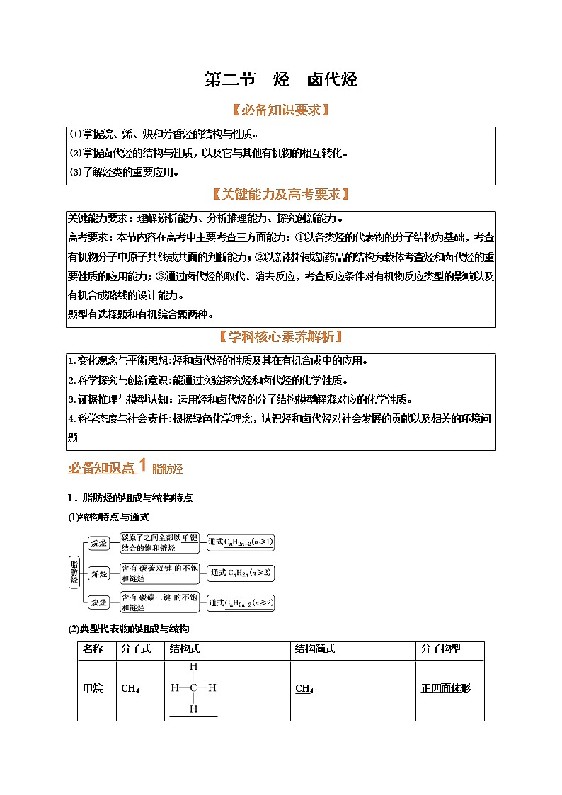 第二节　烃　卤代烃（考点考法剖析）-【高考引领教学】高考化学一轮针对性复习方案（全国通用）（原卷版）第1页