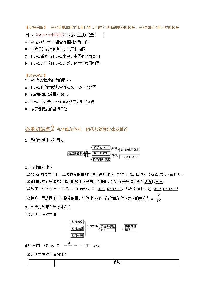 第一节 物质的量 气体摩尔体积（考点考法剖析）（原卷版）-【高考引领教学】高考化学一轮针对性复习方案（全国通用）第3页
