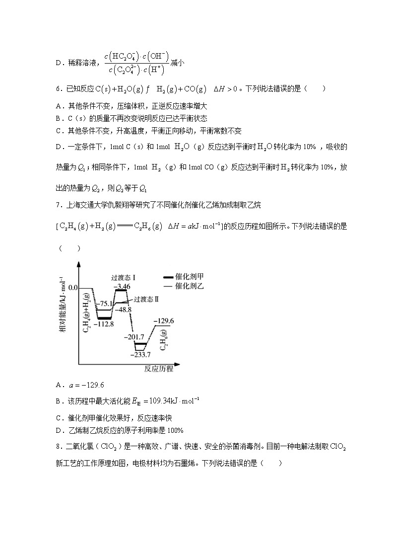2023潍坊高二上学期期中考试化学试题含答案02